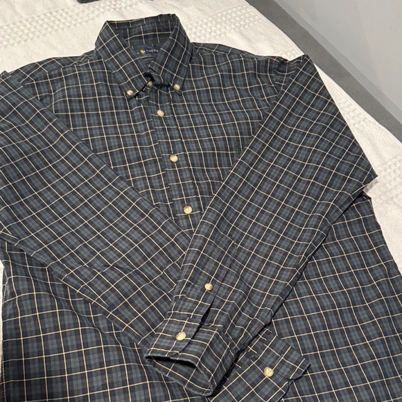 Ralph Lauren Blue Label Men's Plaid Shirt - Dark Blue and Olive - Picture 8 of 10